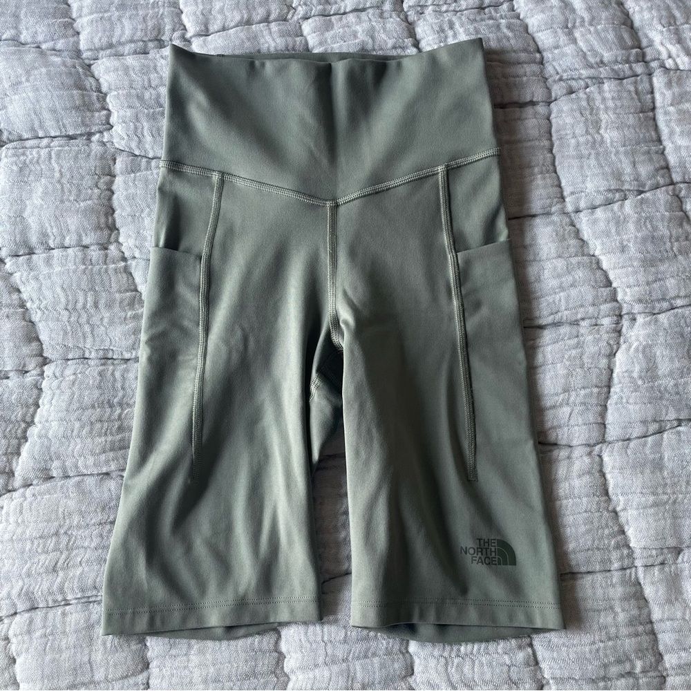 {the north face} olive green bike shorts